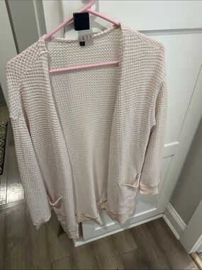 Women's Lightweight Blush Open-Front Waffle Knit Cardigan